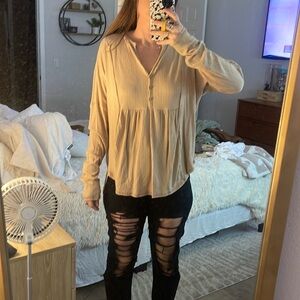 Pink Lily Henley Baby Doll Top